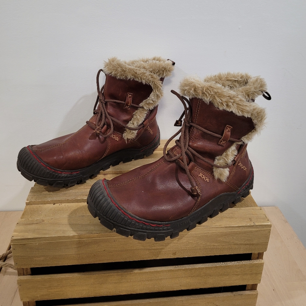 Earth Kalson Technology Brown Leather Upper Faux Fur-Lined Winter Boots